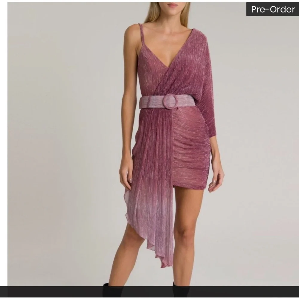 PatBO Asymmetrical Dress in Shimmering Mauve - Picture 1 of 9